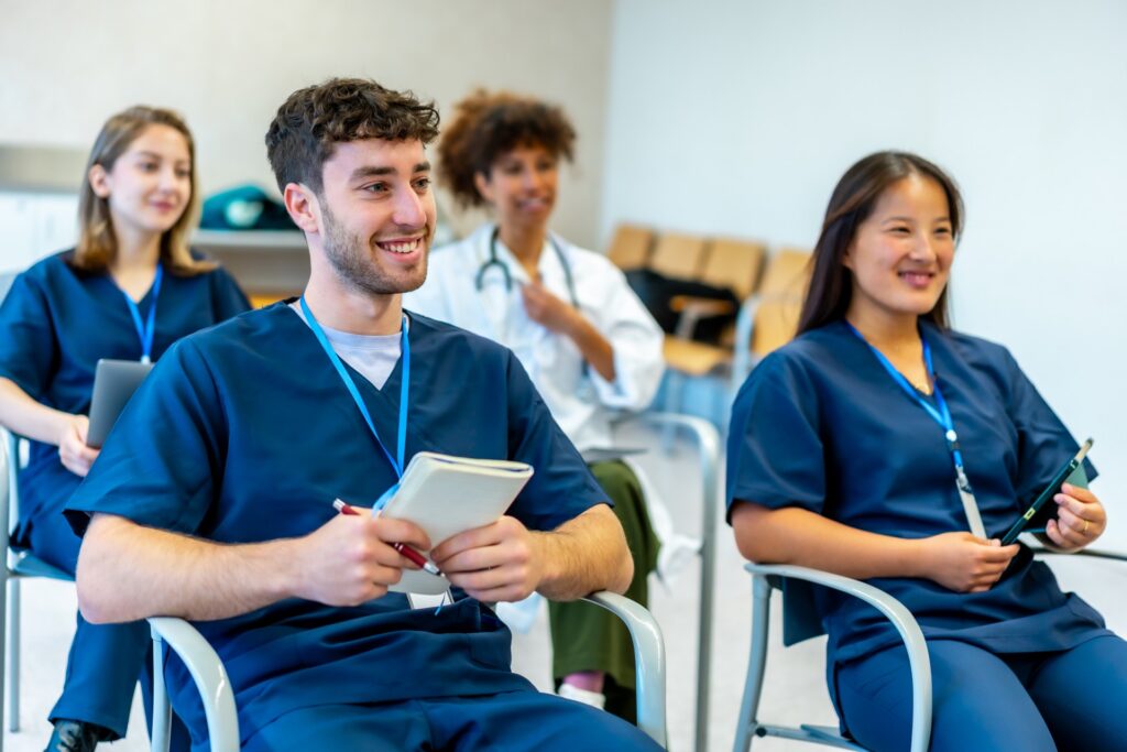 An image of medical students at a lecture